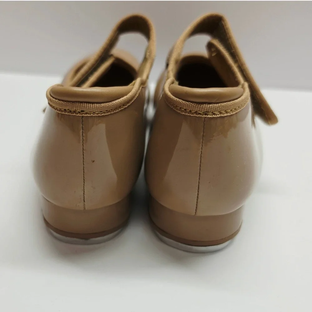Weissman Tap Shoes Kids 1.5YM Tan Patent Mary Jane W2600 Hook Loop Dance Shoes